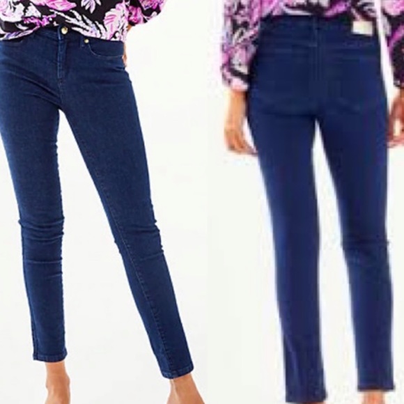 Lilly Pulitzer South Ocean High Rise Skinny Jeans Size 6 cosmic dark Wash - Picture 11 of 13